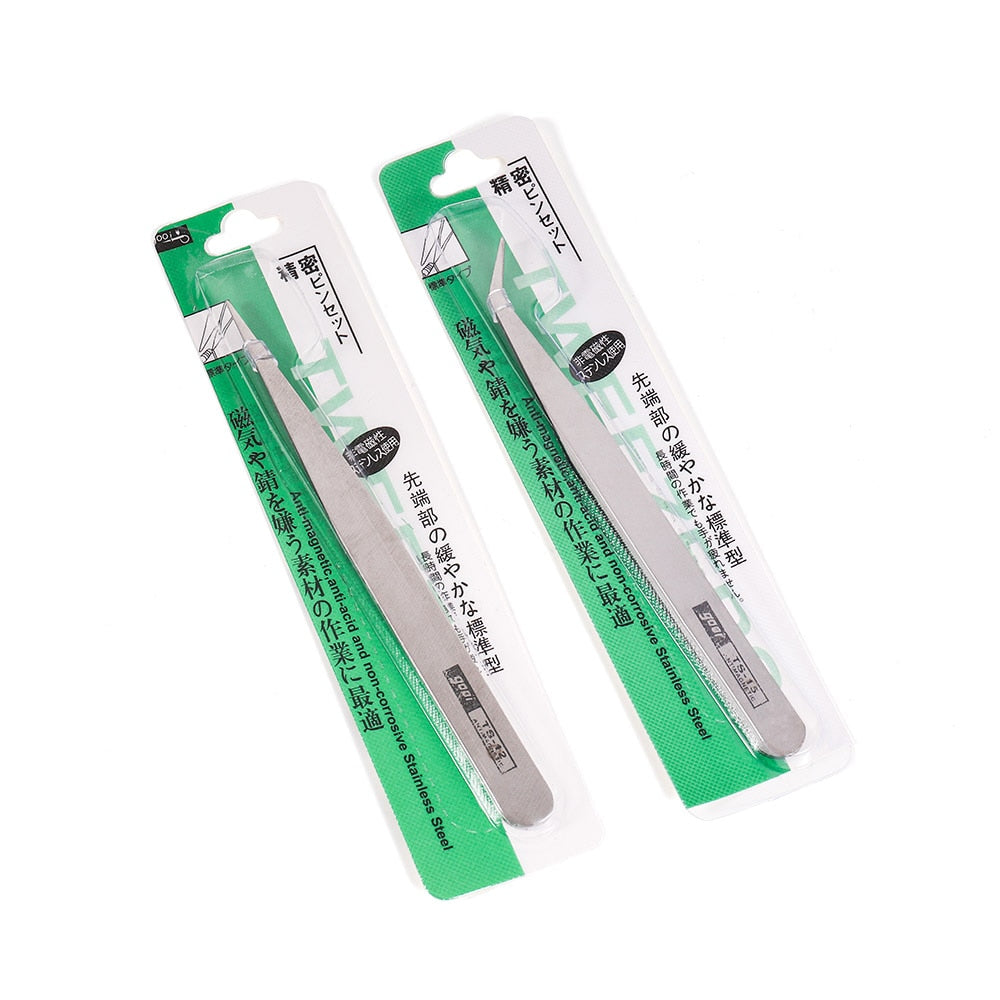 2pcs Anti-Static Bend Long-Nose Tweezers for Bead & Jewelry Sewing