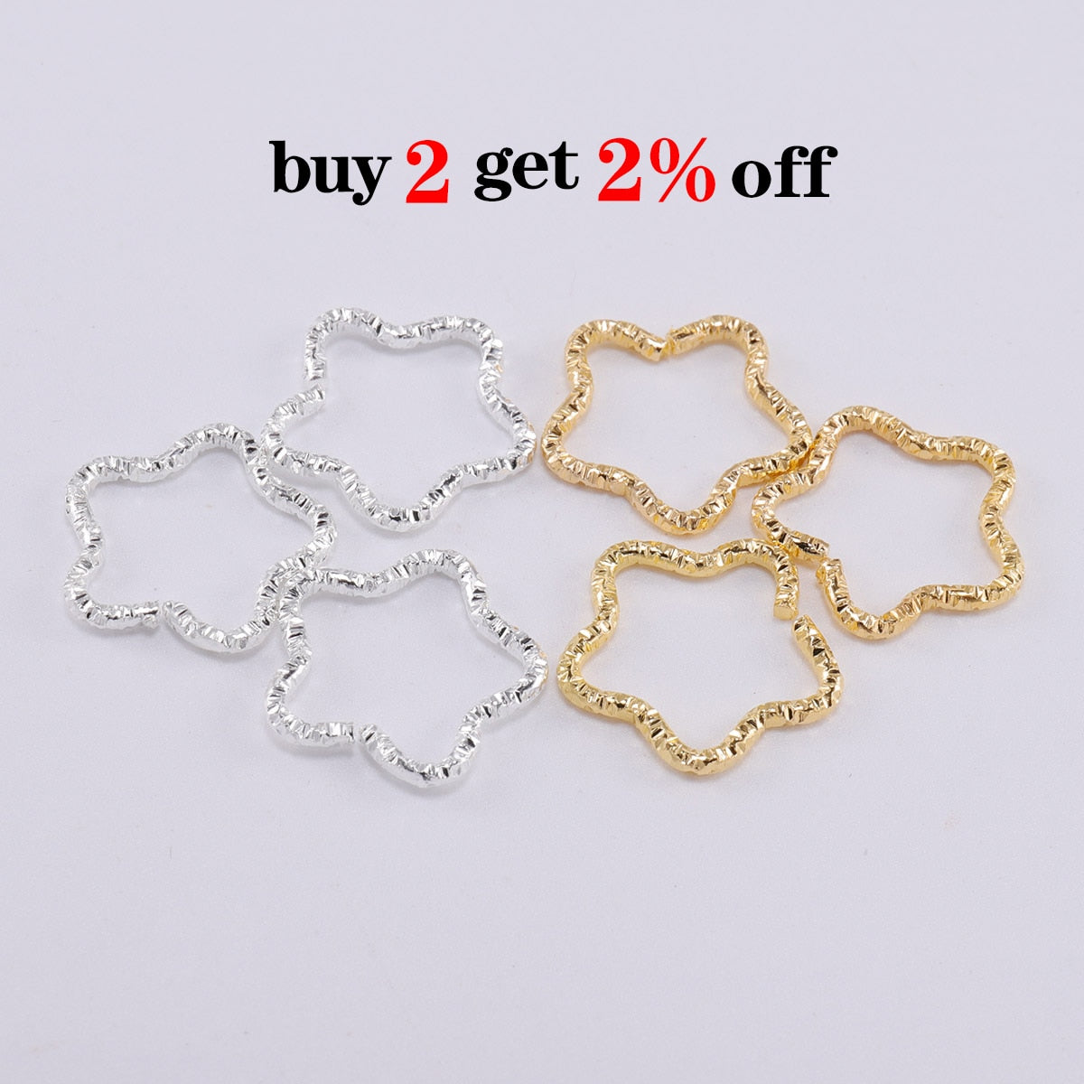 Gold Star 16.5mm Twisted Jump Rings, 50pcs