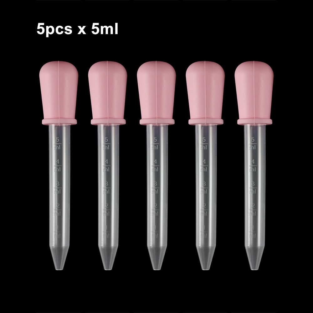 2-5pcs 5ml Clear Silicone Graduated Droppers for Crafts & Candy Molds
