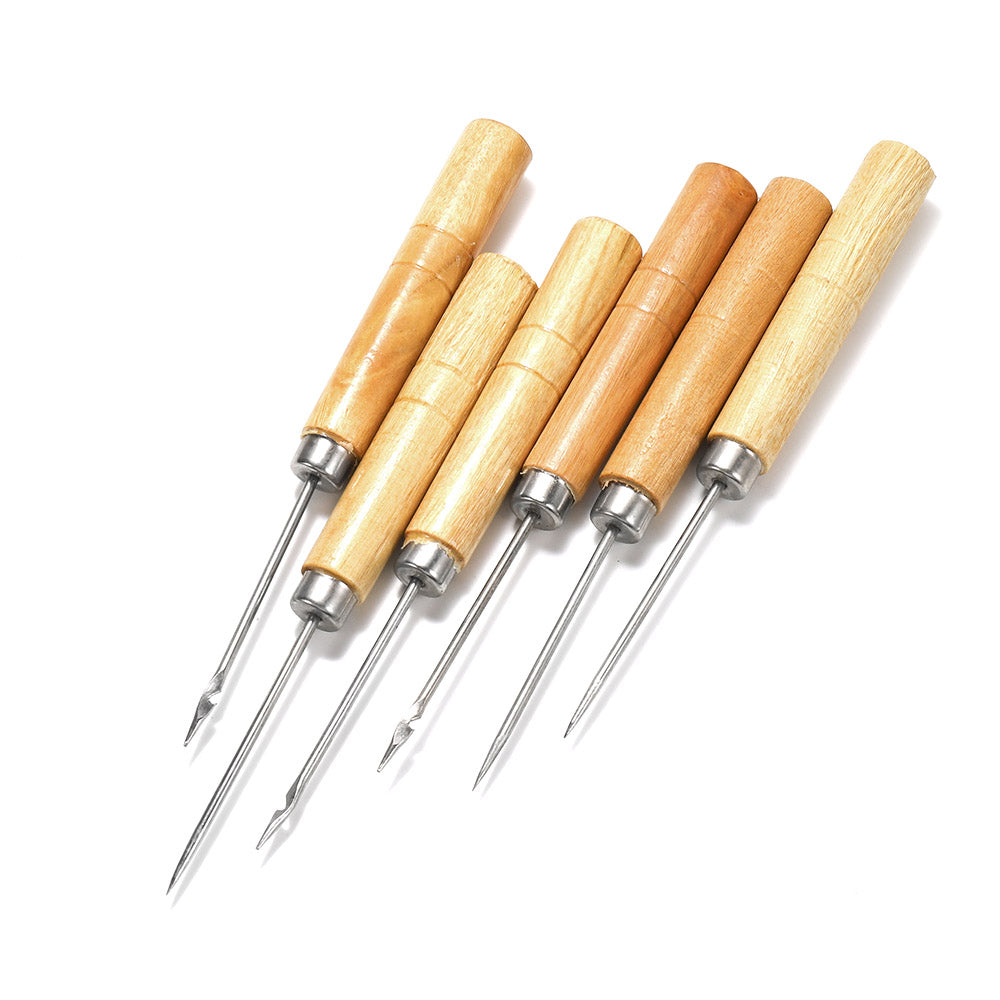 2pcs Wooden Sewing Awl for Leather & Jewelry Crafting