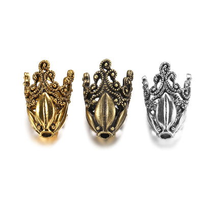 Gold Alloy Hollow Flower Bead Caps, 2 Pcs