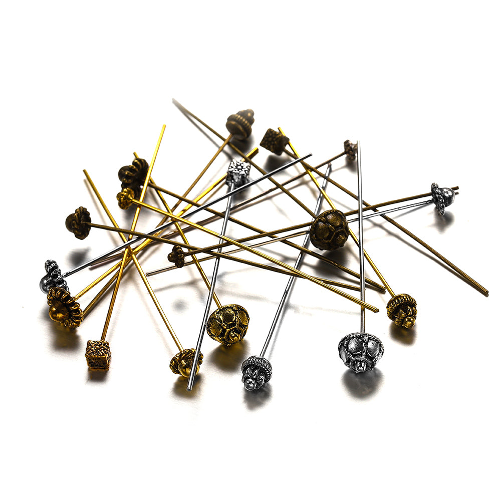 50mm Gold Flower Head Pins, 20pcs