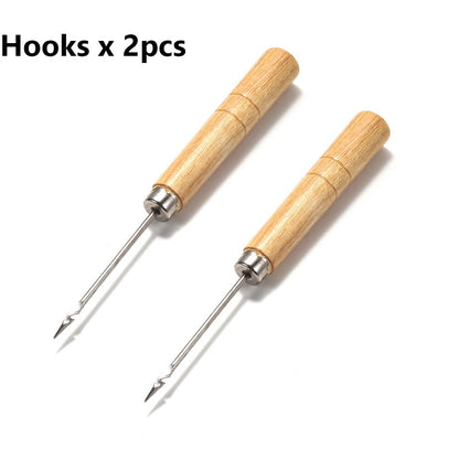 2pcs Wooden Sewing Awl for Leather & Jewelry Crafting