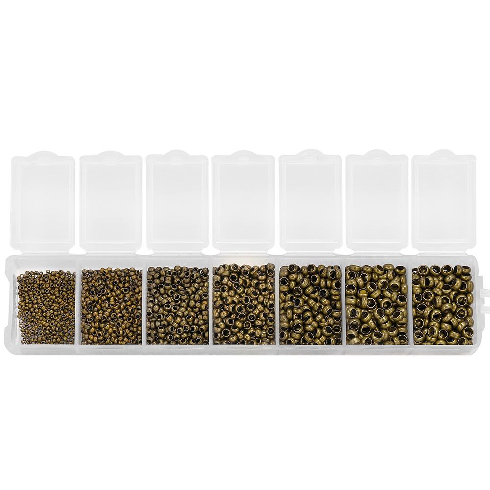 Mixed Color Crimp End Beads, 1750pcs