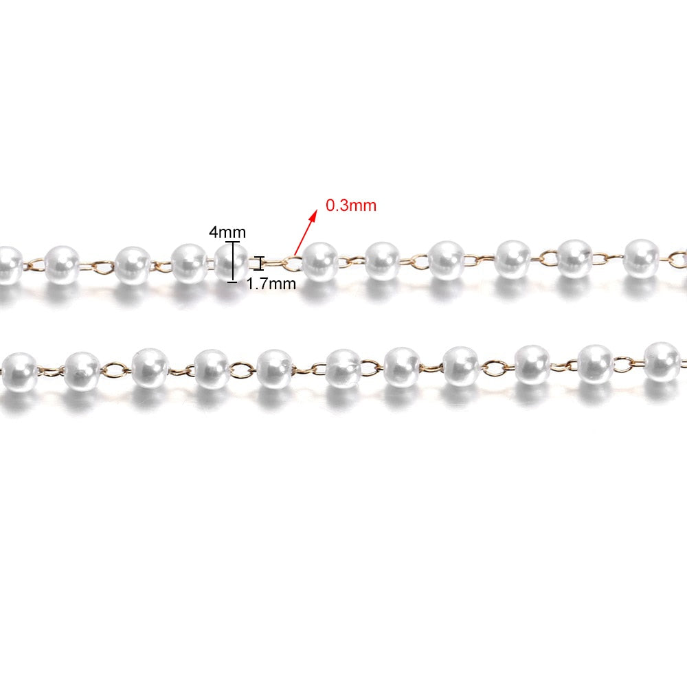 Imitation Pearl Chain Beads, 50-500cm bag
