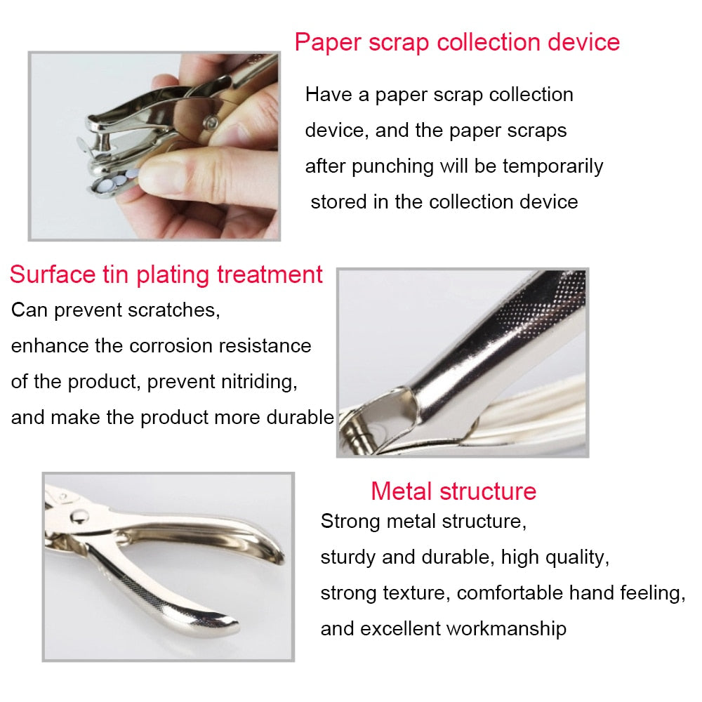 Metal Hand Paper Punch, 3/6mm Hole