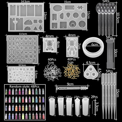 Epoxy Casting Molds Sets, 15-348Pcs