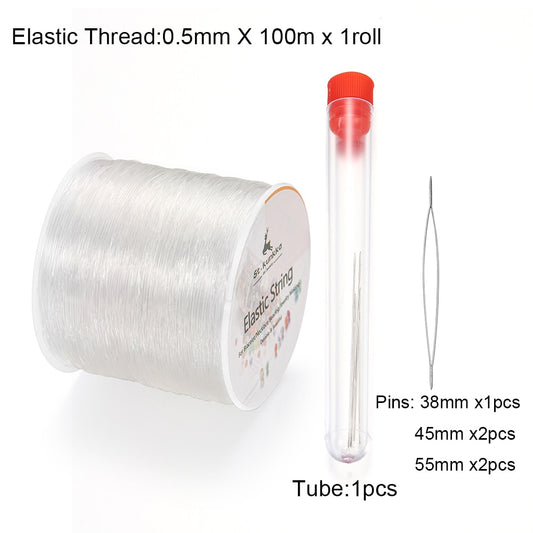 Plastic Crystal DIY Beading Stretch Cords With 5 Pins, 100 Meters