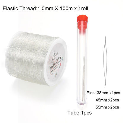 Plastic Crystal DIY Beading Stretch Cords With 5 Pins, 100 Meters