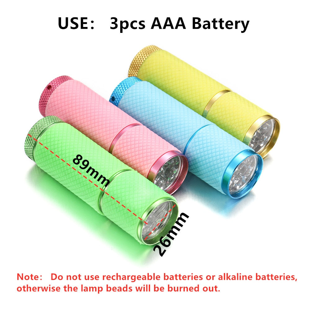 4-Color 9 LED UV Flashlight for UV Resin Curing & Adhesives