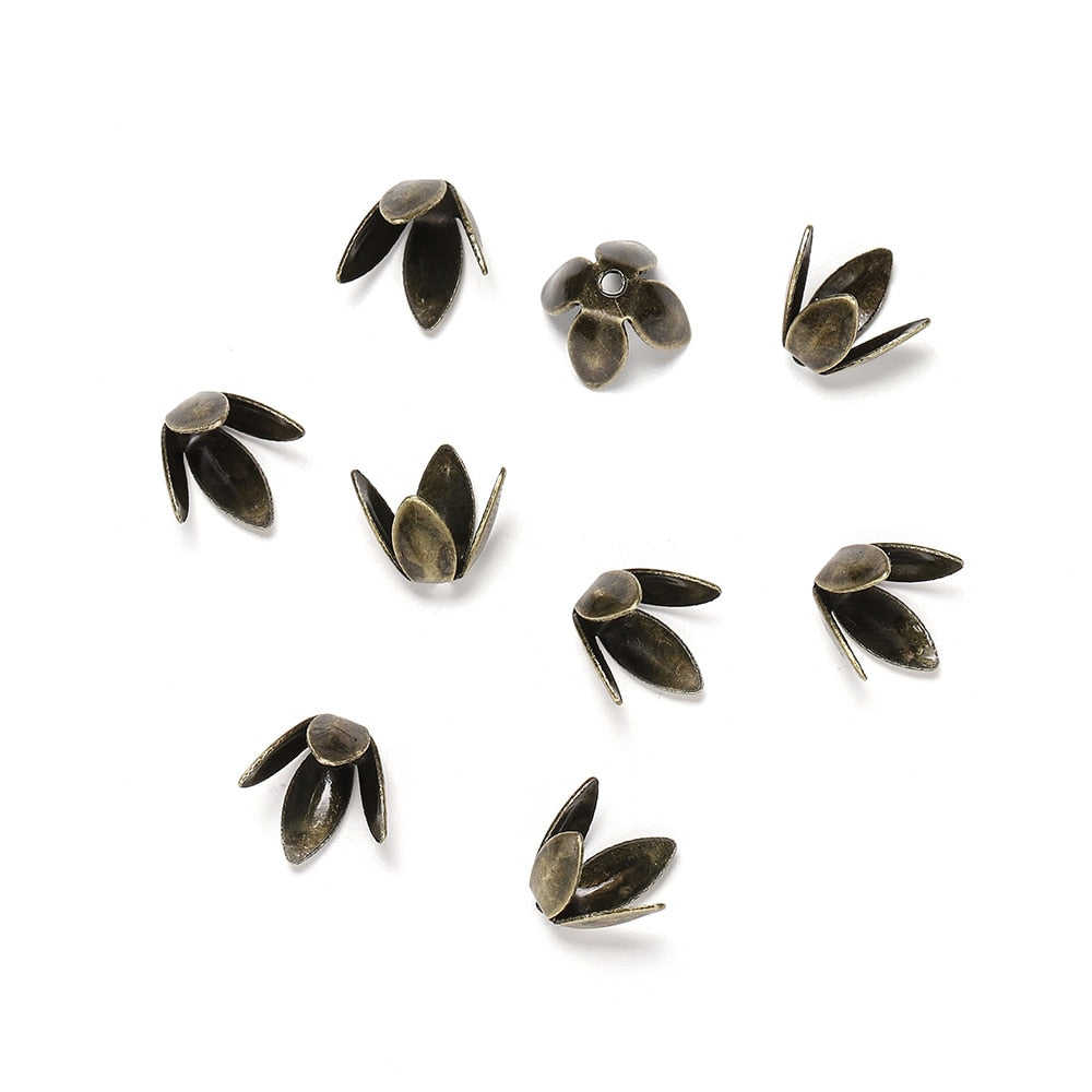 Gold Plated Flower Bead Caps, 100pcs