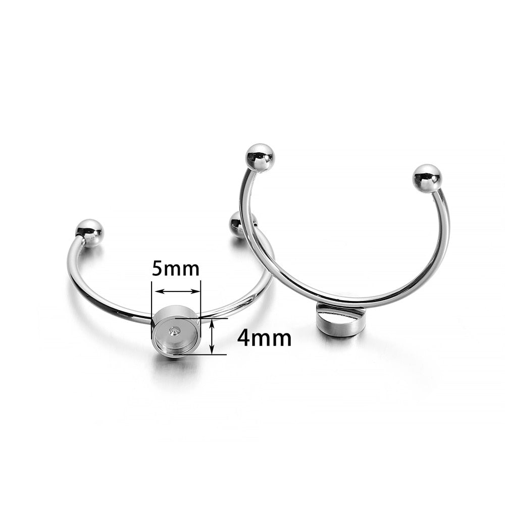 10pcs 4-10mm Stainless Steel Ring Settings