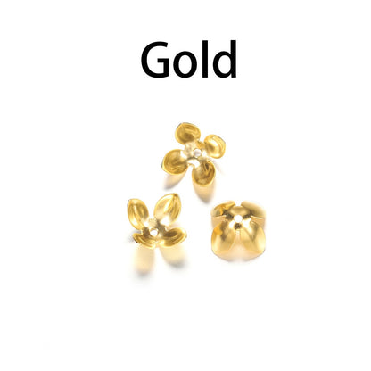 15x8mm Gold Plated Four Leaves Bead Caps, 50pcs