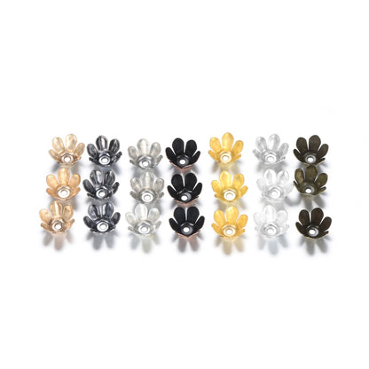 Gold Bronze 6-Leaf Flower Bead Caps, 50pcs