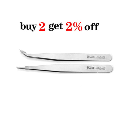 2pcs Anti-Static Bend Long-Nose Tweezers for Bead & Jewelry Sewing