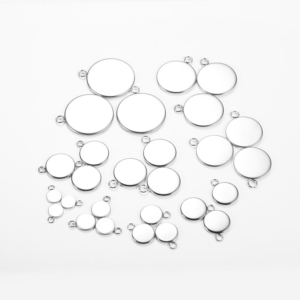 20pcs 6-25mm Stainless Steel Cabochon Base Tray