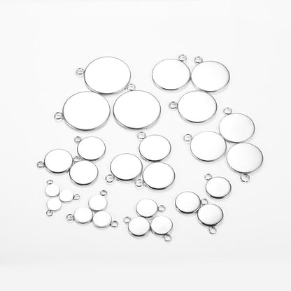 20pcs 6-25mm Stainless Steel Cabochon Base Tray