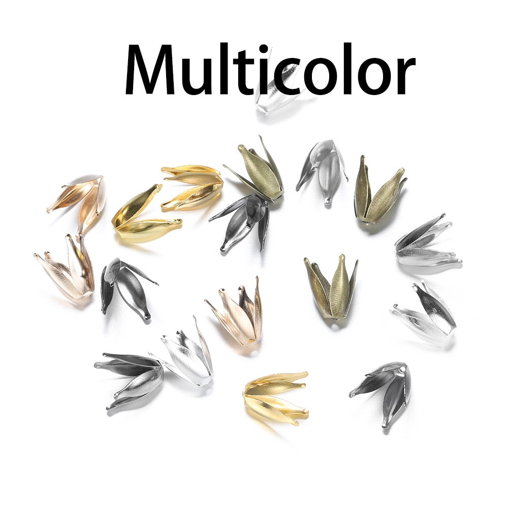 Silver Gold Filigree Petal Bead Caps, 100pcs