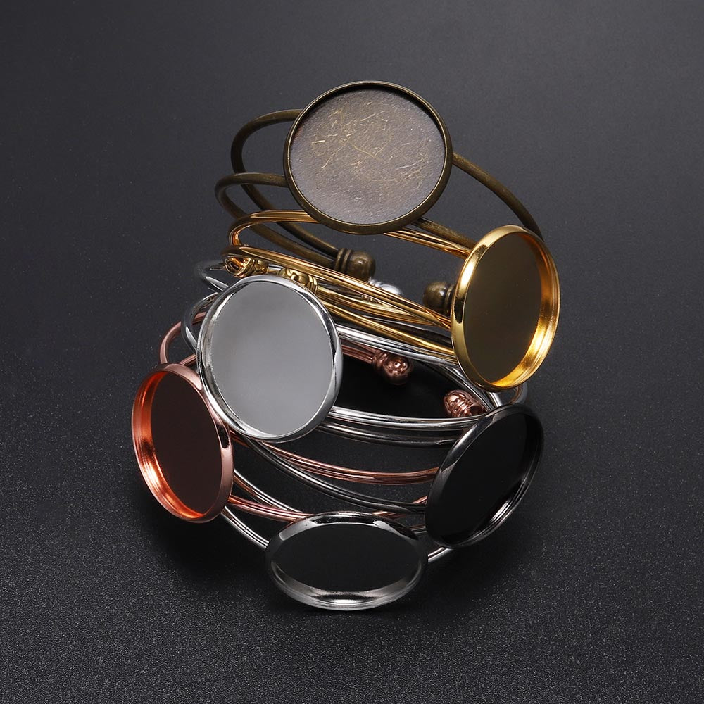 18 20 25mm Gold Bangle Bracelet Cabochon Base