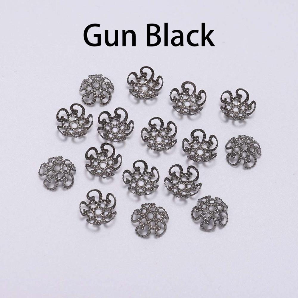 8, 10mm Gold Metal Hollow Flower Bead Caps, 100pcs