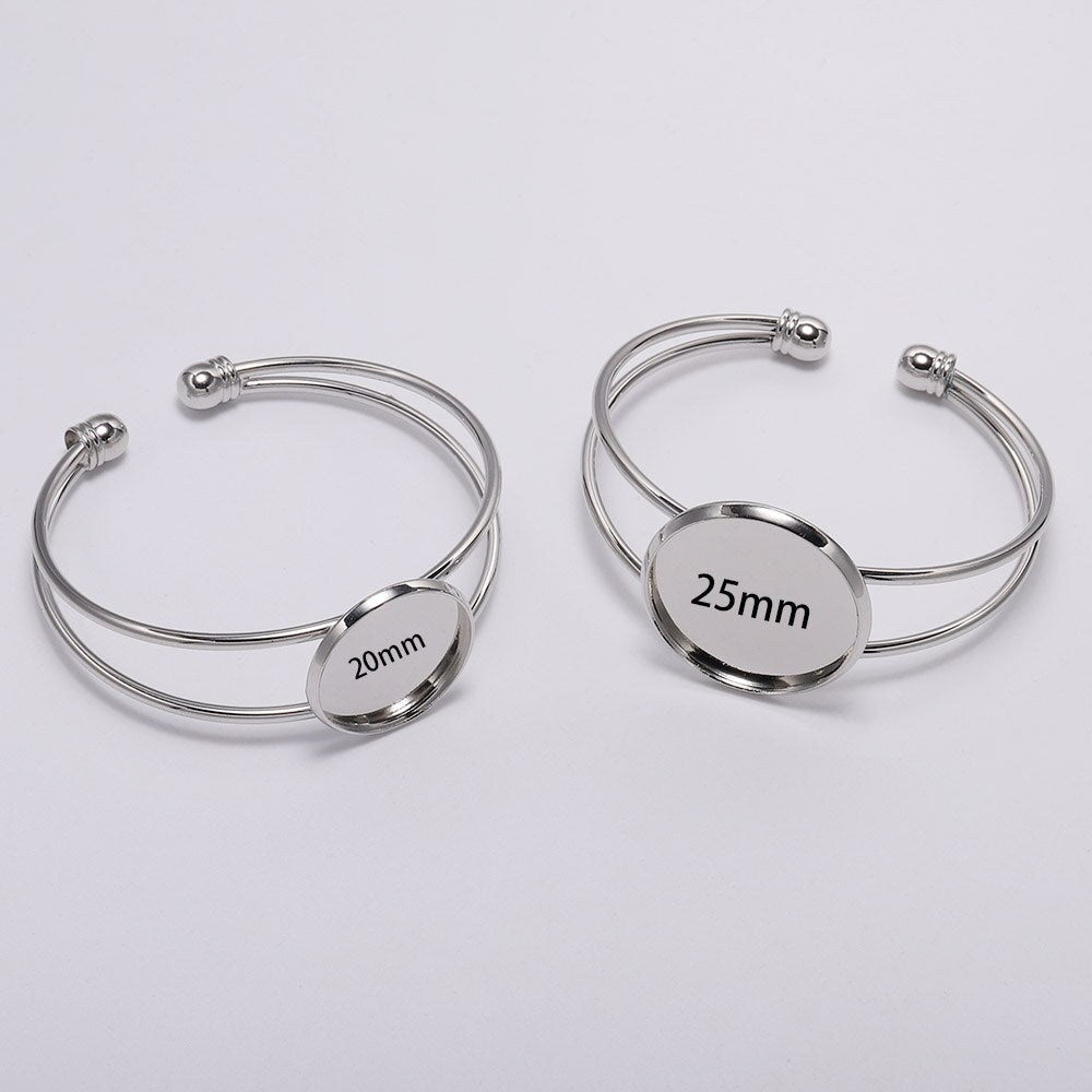 18 20 25mm Gold Bangle Bracelet Cabochon Base