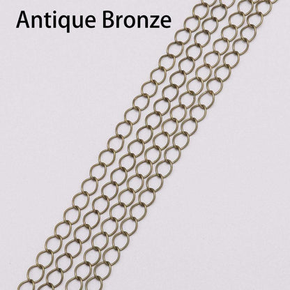 2.5 2.8 3.6 4.8 mm Long Open Link Ring Extended Extension Necklace Chains, 5m lot
