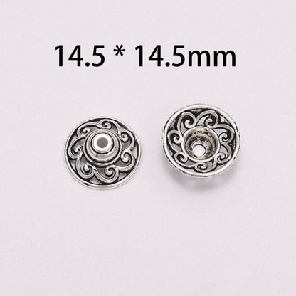14,5 mm tibetische Sonnenblumen-Antik-Perlenkappen, 20 Stück