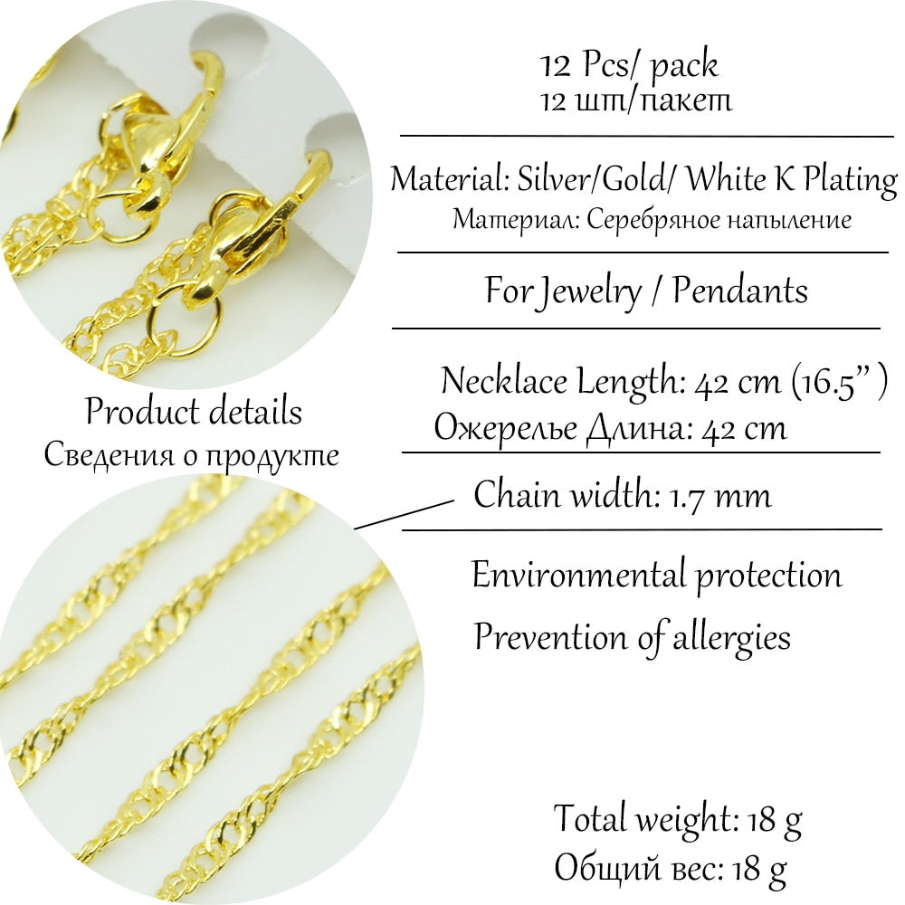 42cm Necklace Water Wave Chains with  Lobster Claw Clasp