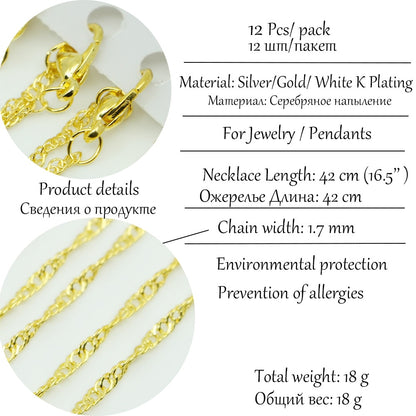 42cm Necklace Water Wave Chains with  Lobster Claw Clasp