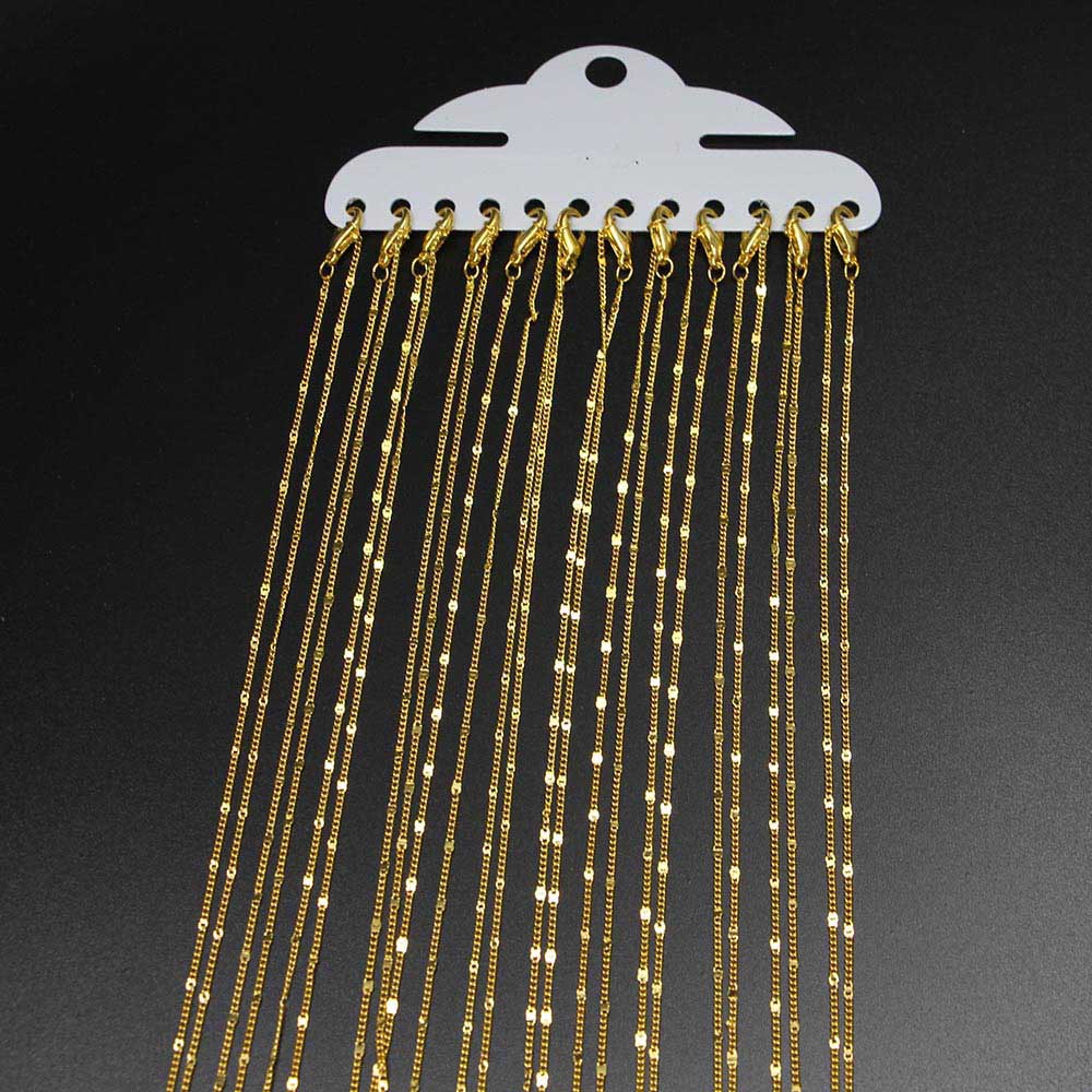 Chaînes de collier à fermoir mousqueton de 40 à 60 cm, paquet de 12 pièces