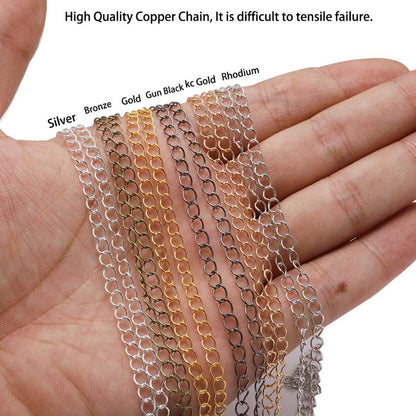 2.5 2.8 3.6 4.8 mm Long Open Link Ring Extended Extension Necklace Chains, 5m lot