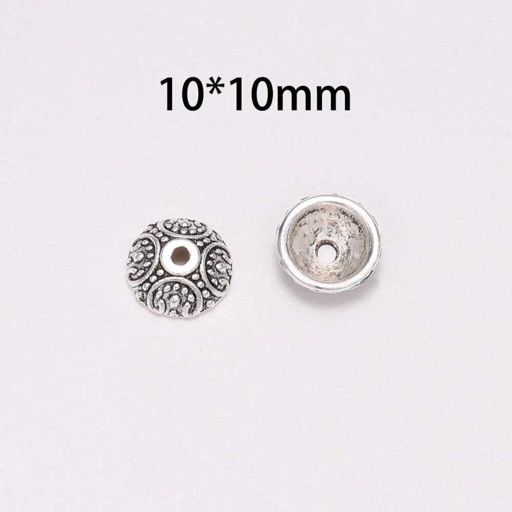 10mm Alloy Flower Torus Bead Caps, 20pcs