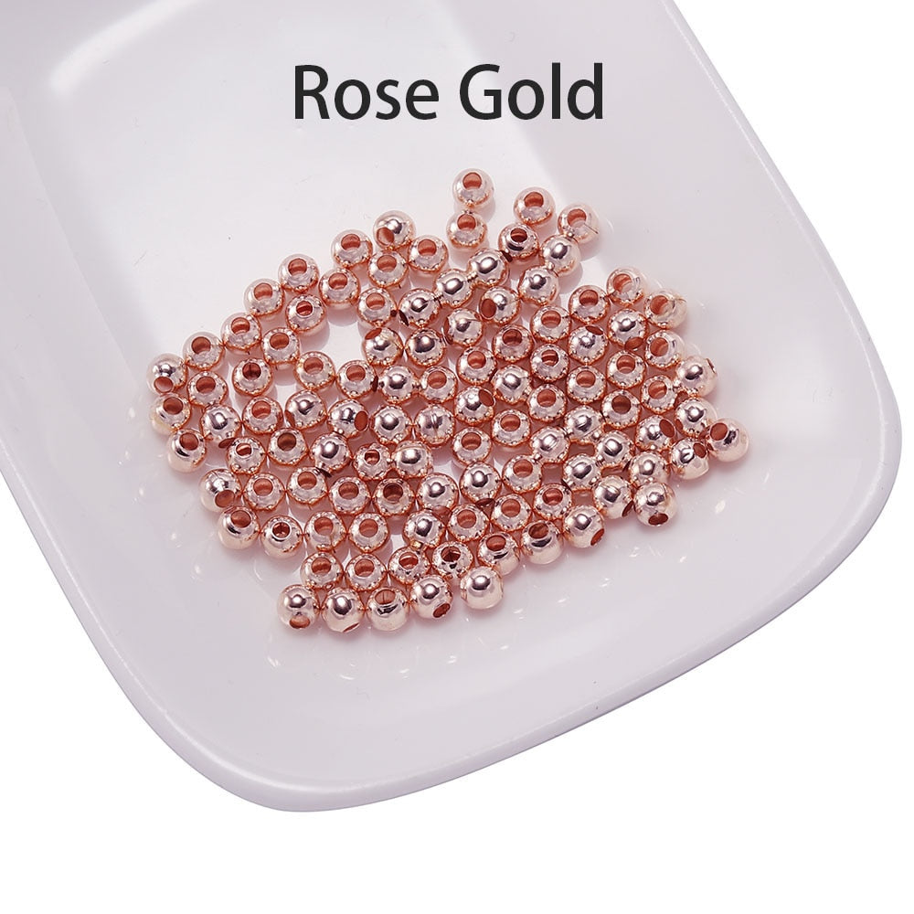 Goldfarbene, runde Abstandsperlen, 3–6 mm, 30–300 Stück