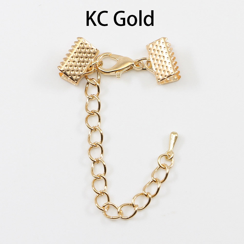 Ribbon Leather Cord End Clasps Set
