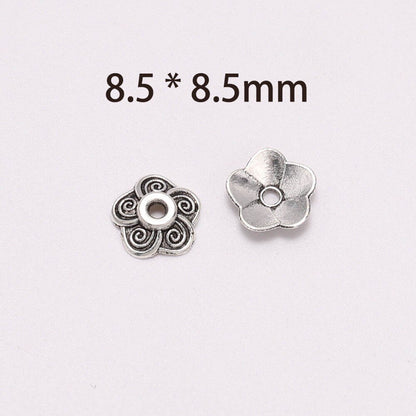 8.5mm Carved Plum Blossom Bead Caps, 100pcs