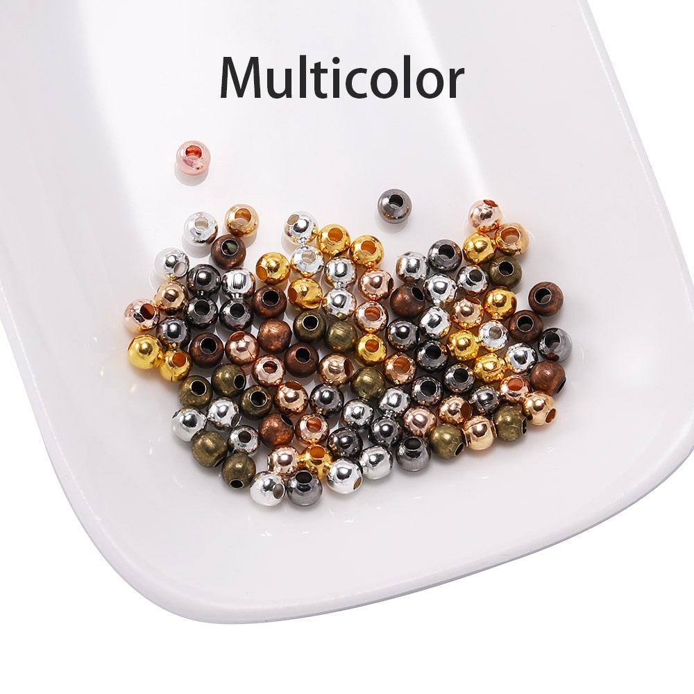 Goldfarbene, runde Abstandsperlen, 3–6 mm, 30–300 Stück
