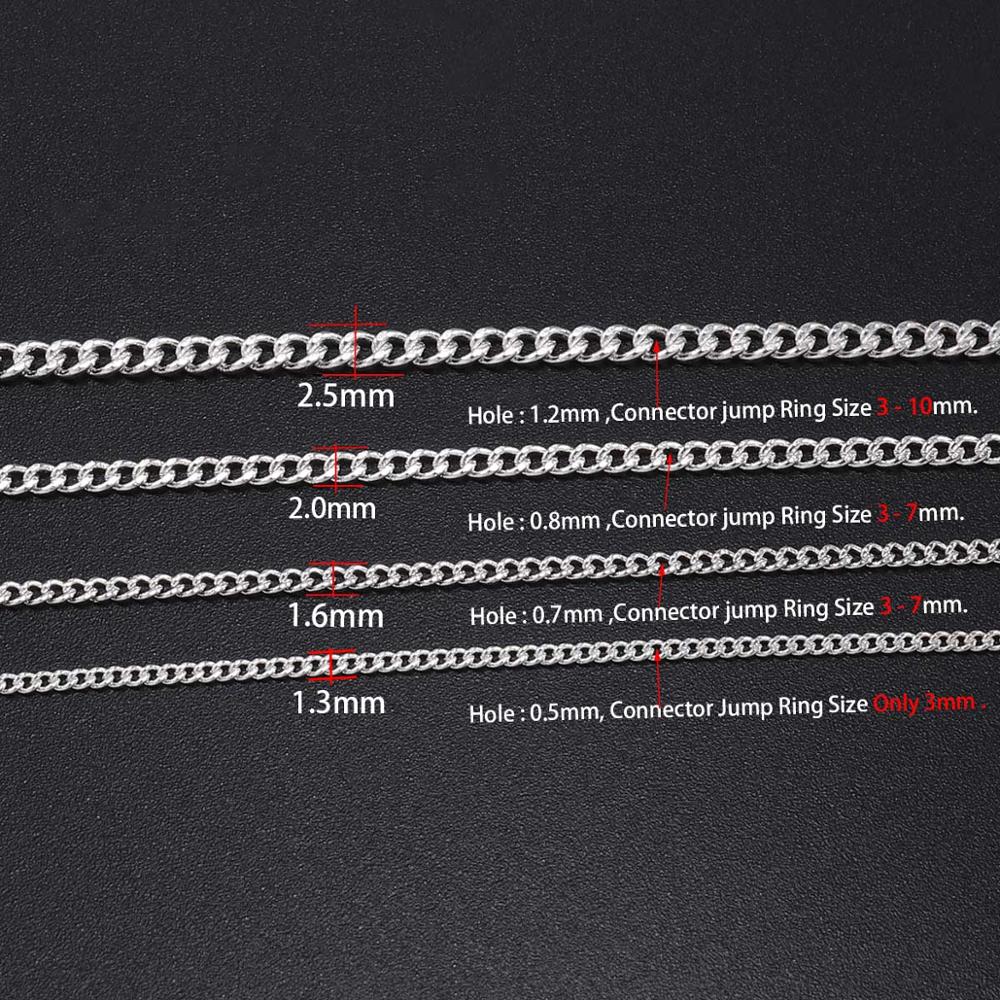 1.3 1.6 2.0 2.5 mm  Gold Necklace Chains, 5 m lot