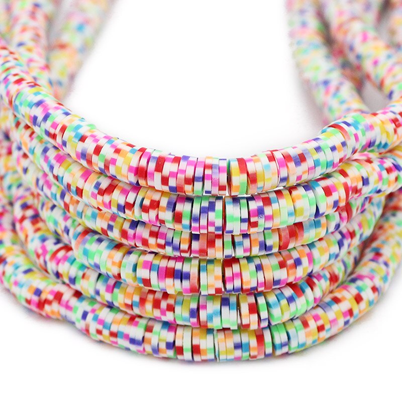 6mm Mixed Color Flat Round Polymer Clay Beads