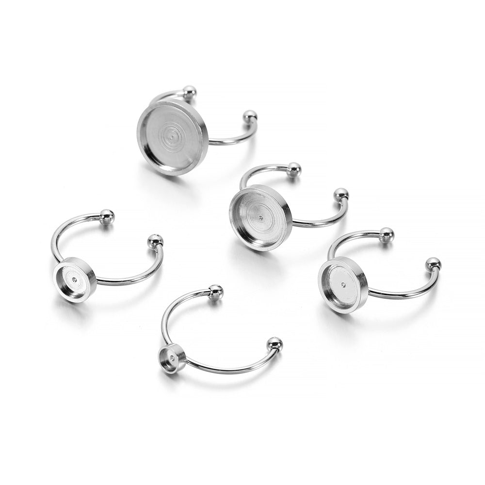 10pcs 4-10mm Stainless Steel Ring Settings
