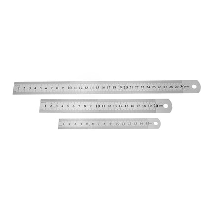 Precision Double-Sided Stainless Steel Measuring Ruler, 15/20/30cm, 1pcs