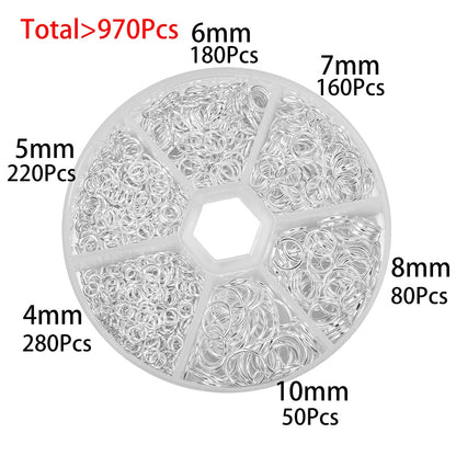 Mixed Color Jump Ring Set, 970pcs