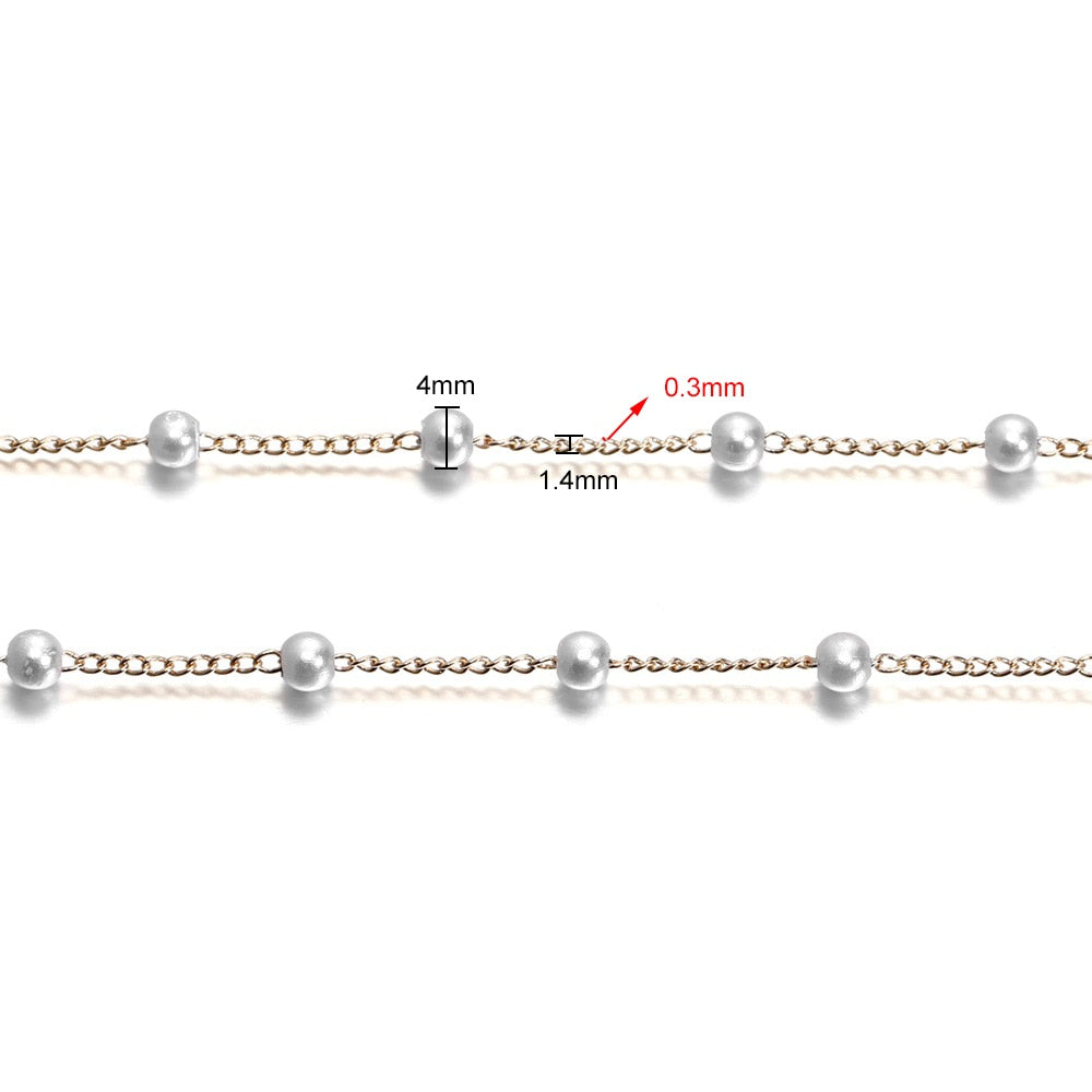 Imitation Pearl Chain Beads, 50-500cm bag
