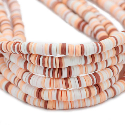 6mm Mixed Color Flat Round Polymer Clay Beads