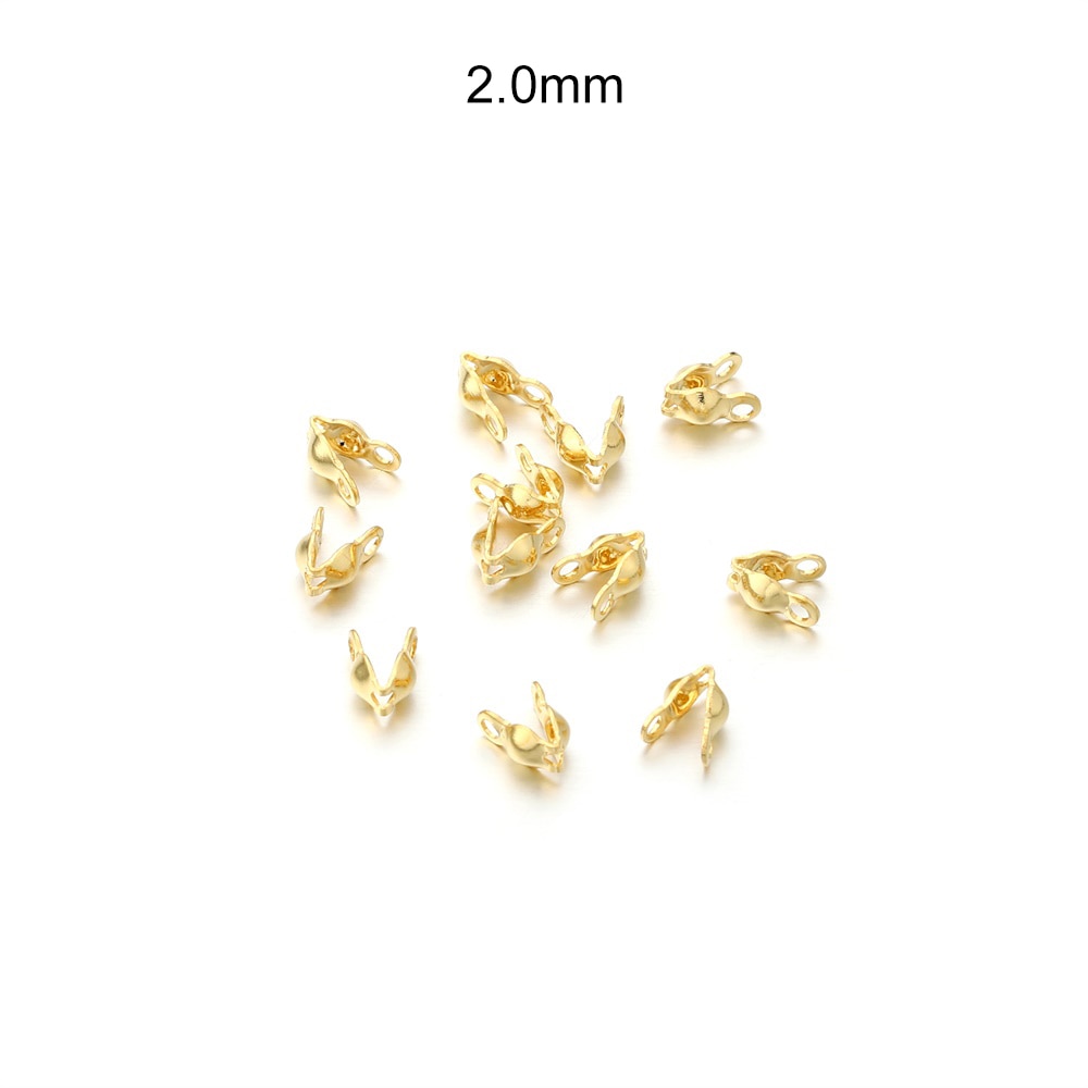 Edelstahl-Verbinderverschluss, goldfarbene Kugelketten-Endklemmen, 100 Stück