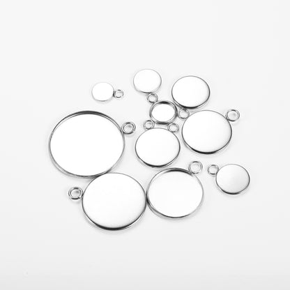 20pcs 6-25mm Stainless Steel Cabochon Base Tray