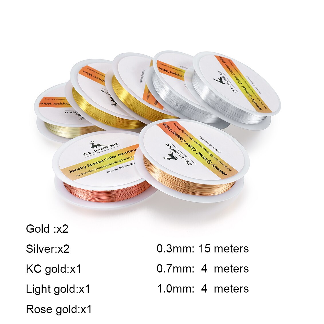 Copper Wire "Never Fade", Thread Metal String Wire - 7 Rolls