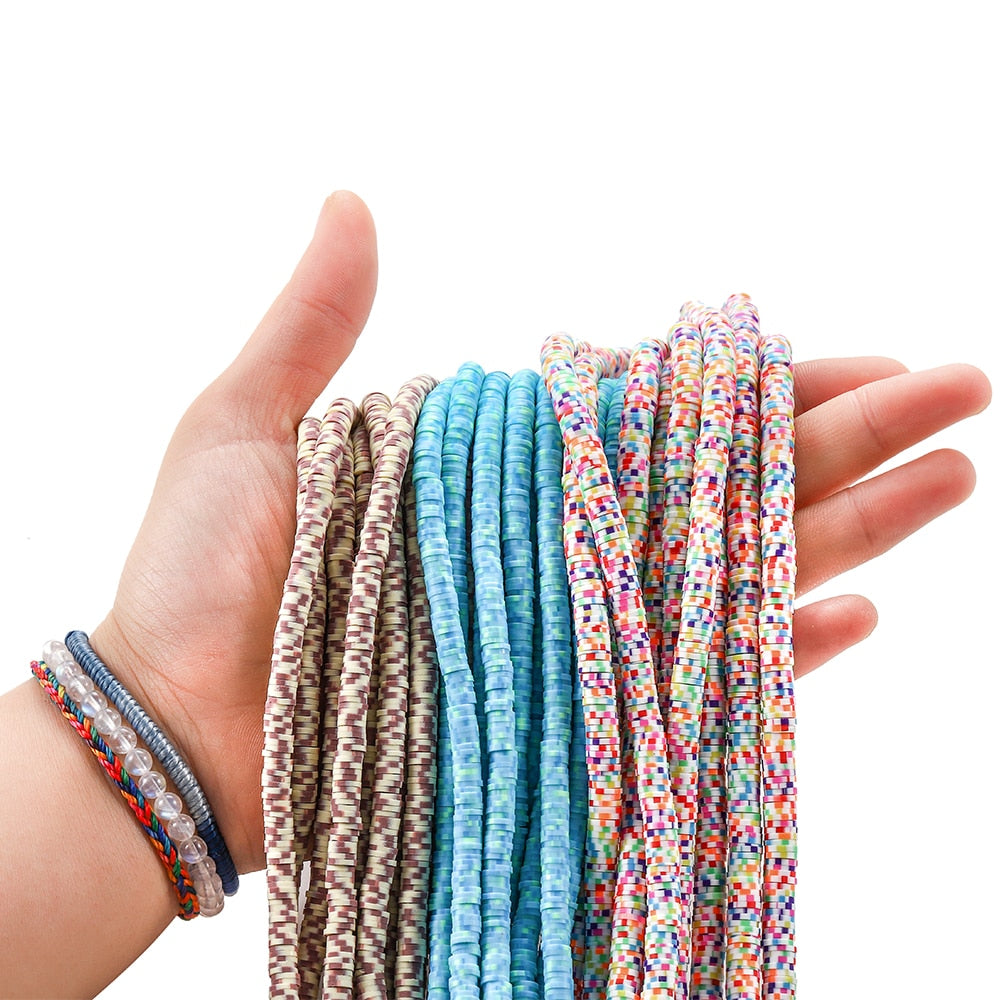 6-8mm Flat Round Polymer Clay Beads Mix