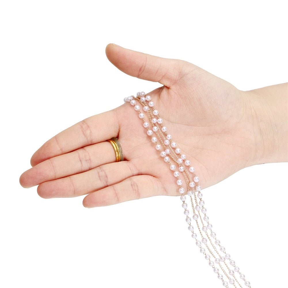 Imitation Pearl Chain Beads, 50-500cm bag