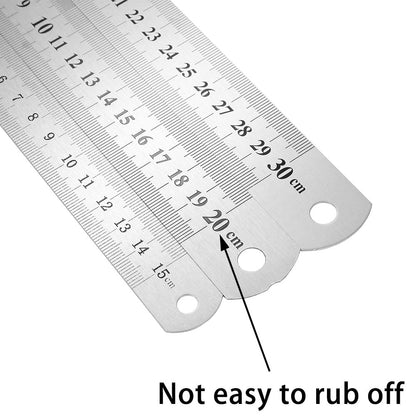 Precision Double-Sided Stainless Steel Measuring Ruler, 15/20/30cm, 1pcs