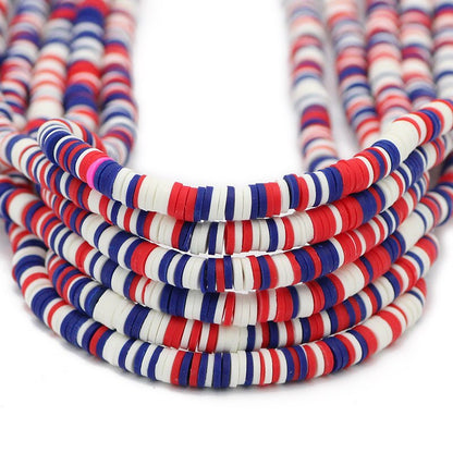 6mm Mixed Color Flat Round Polymer Clay Beads